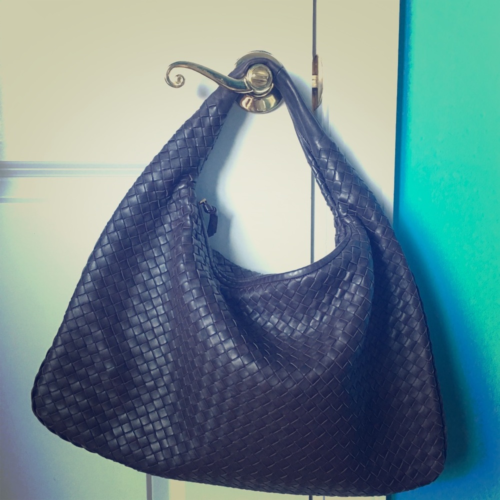 BV leather woven bag